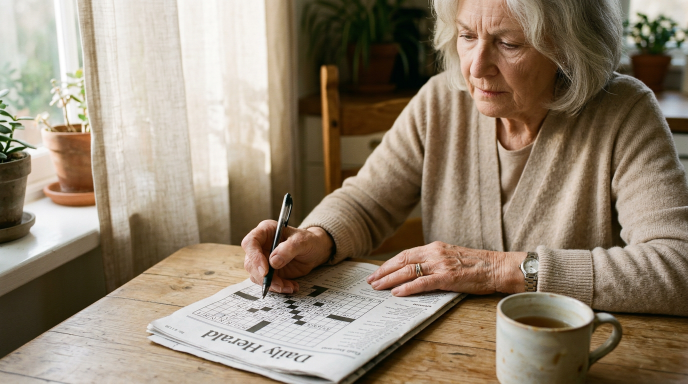 Older adult and caregiver looking at a family photo album together